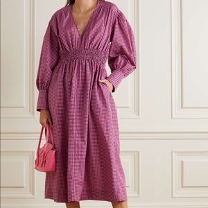 Ganni Seersucker Check Midi Dress